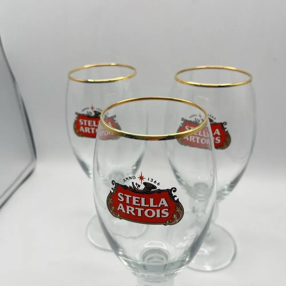 14 oz Stella Artois Belgium crystal mug beer glass 40 cl Lot of 3